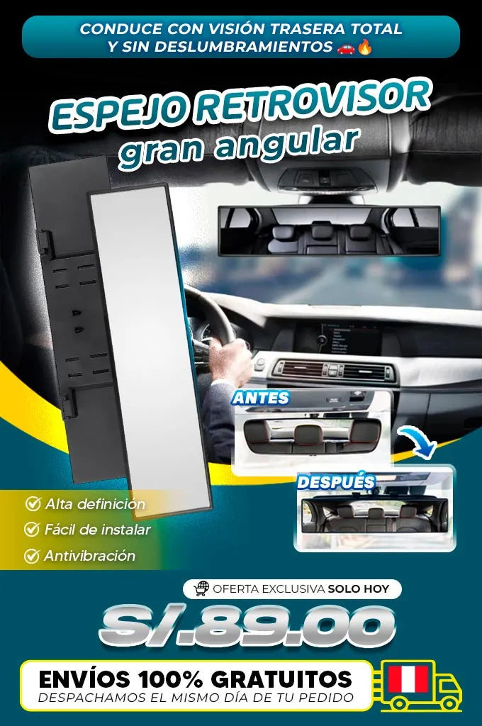 Espejo retrovisor gran angular