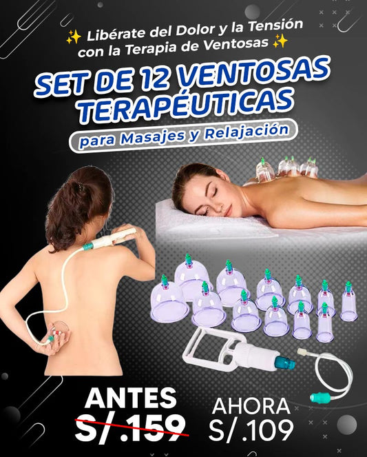 SET DE 12 VENTOSAS TERAPÉUTICAS