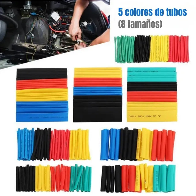 KIT 328 PIEZAS DE TUBOS TERMORRETRÁCTILES + PISTOLA DE AIRE CALIENTE