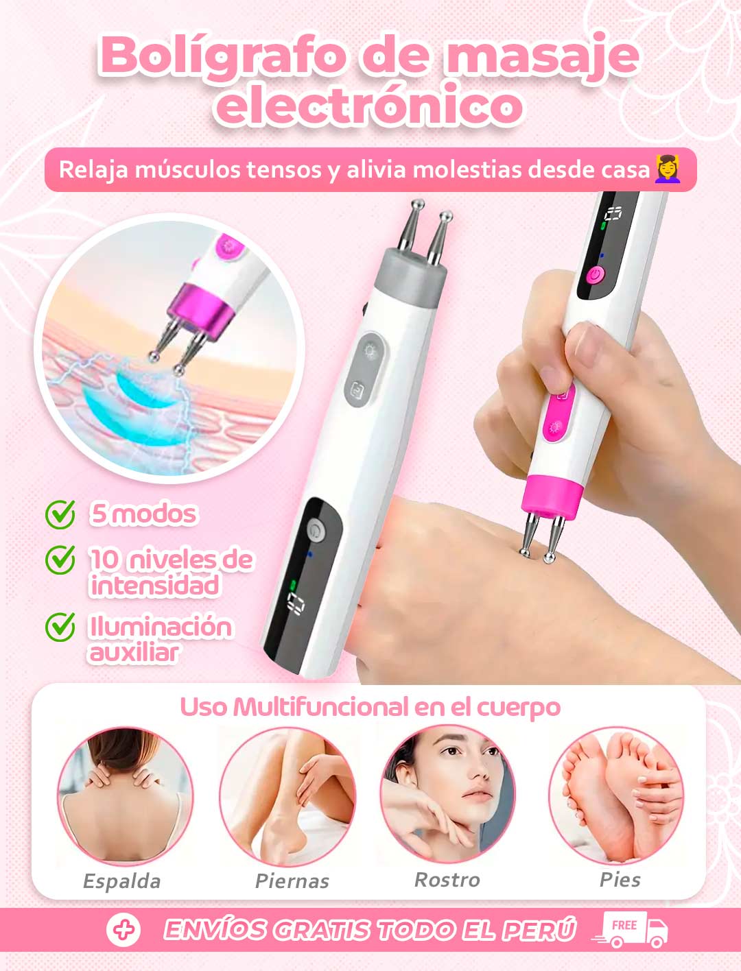 Bolígrafo de masaje electrónico