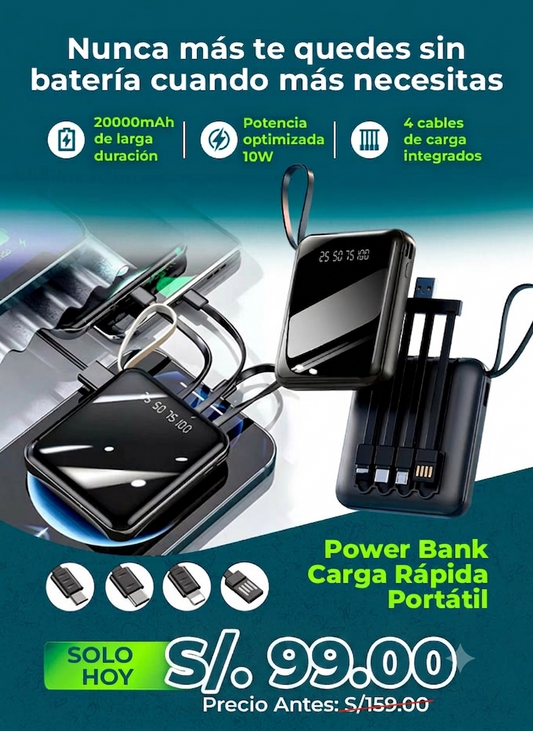 Batería externa portátil de 20000 mAh