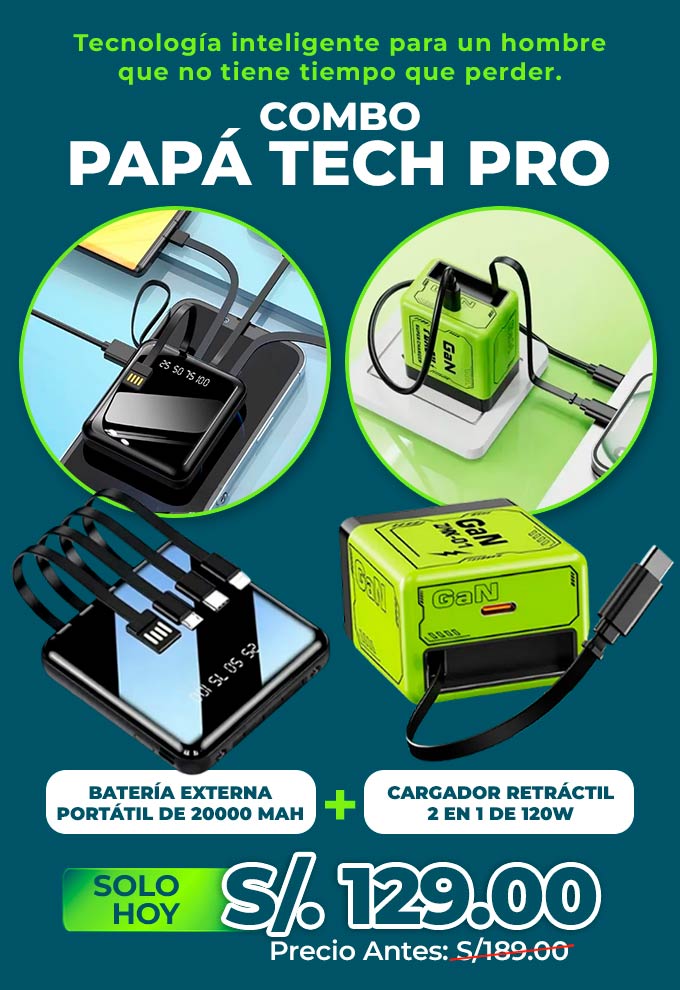 Batería Externa Portátil + Cargador Retráctil 2 en 1