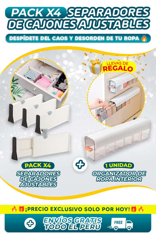 Separadores de cajones ajustables (Pack x4)