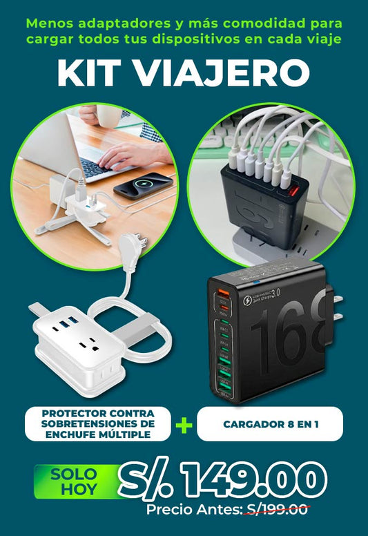 Protector contra sobretensiones + Cargador 8 en 1