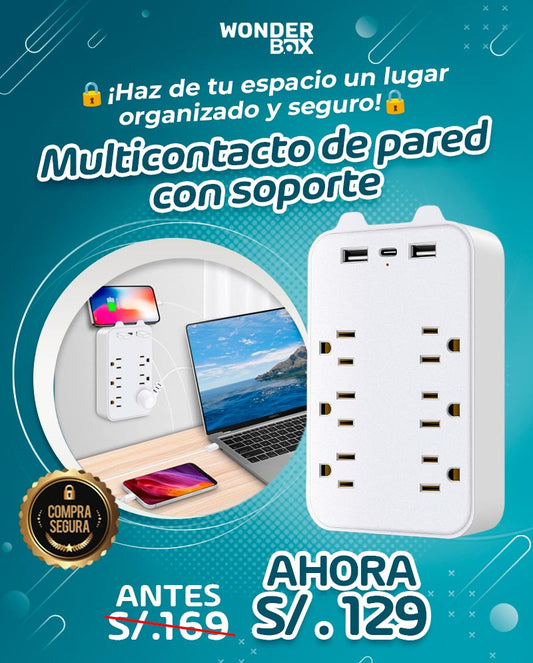Multicontacto de pared con soporte