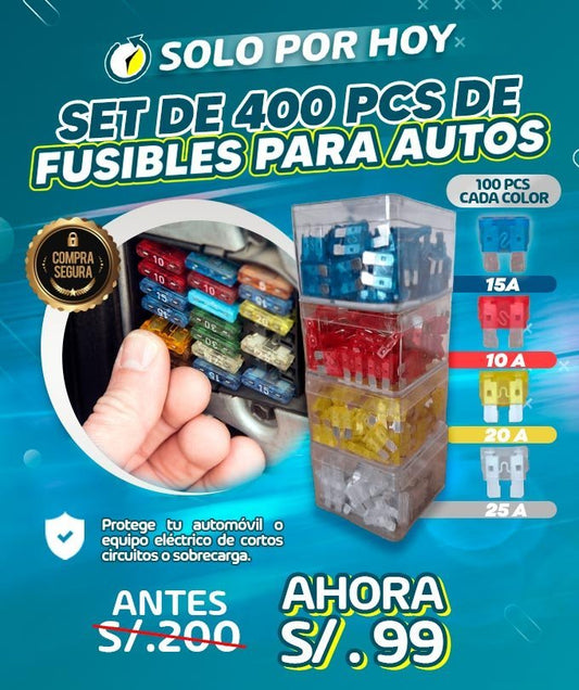 SET DE 400 PIEZAS DE FUSIBLES PARA AUTOS