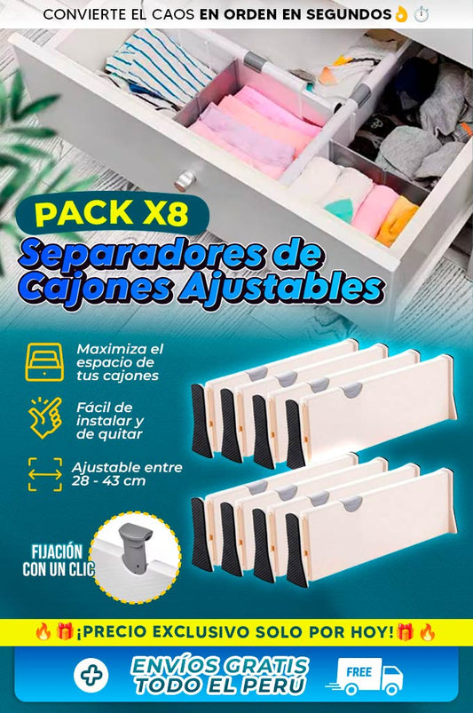 Separadores de cajones ajustables (Pack x8)