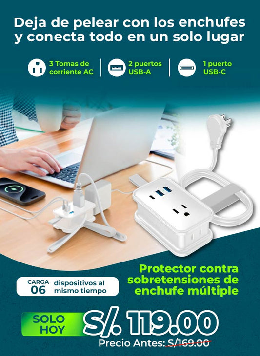 Protector contra sobretensiones de enchufe múltiple