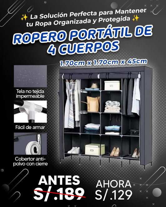 ROPERO PORTÁTIL DE 4 CUERPOS